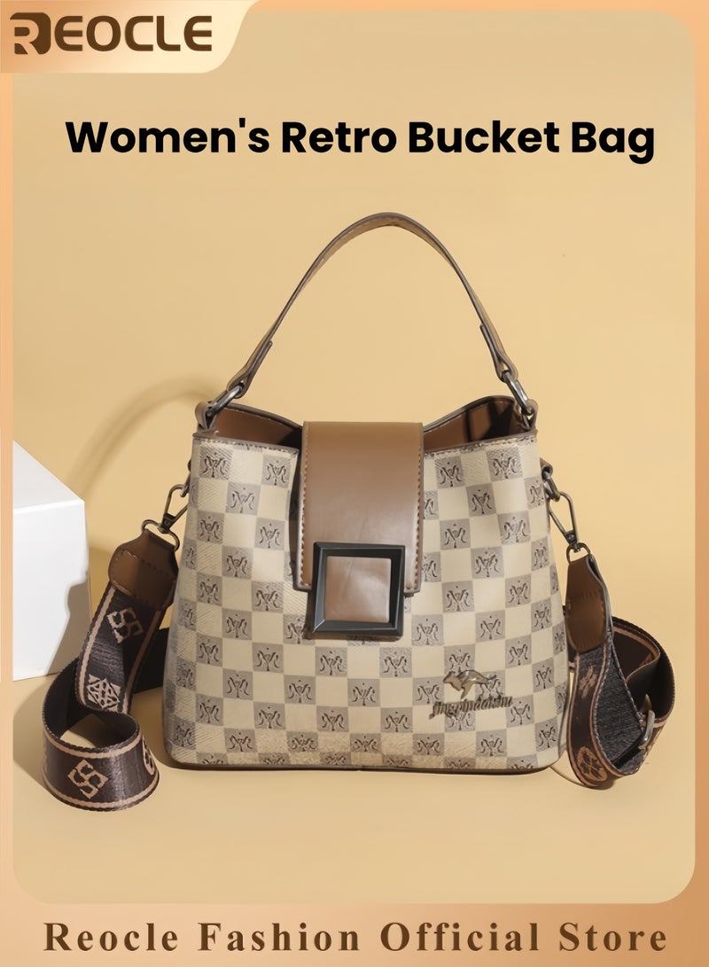 ريوكل حقائب يد نسائية حقائب يد جلدية نباتية حقيبة يد كاجوال مزيفة كلاسيكية عتيقة حقيبة كتف بسيطة بمقبض علوي - Image 1