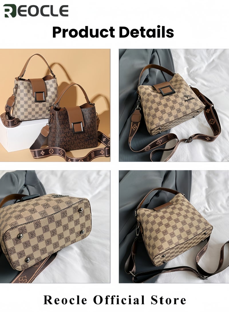 ريوكل حقائب يد نسائية حقائب يد جلدية نباتية حقيبة يد كاجوال مزيفة كلاسيكية عتيقة حقيبة كتف بسيطة بمقبض علوي - Image 4