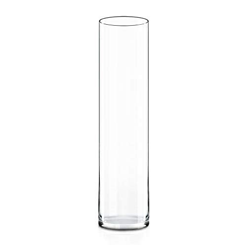 CYS Excel Clear Glass Cylinder Vase (H:20" D:4") | Multiple Size Choices Glass Flower Vase Centerpieces | Hurricane Floating Candle Holder Vase - Image 1