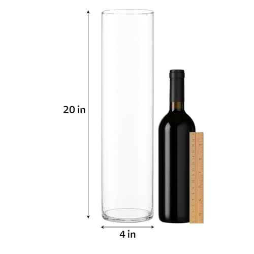 CYS Excel Clear Glass Cylinder Vase (H:20" D:4") | Multiple Size Choices Glass Flower Vase Centerpieces | Hurricane Floating Candle Holder Vase - Image 2