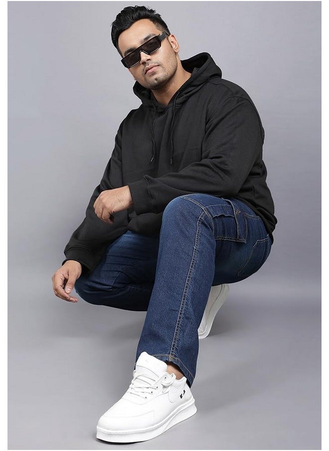 وير يور أوبينين - سويت شيرت رجالي بغطاء رأس من Wear Your Opinion بمقاس كبير وأكتاف منسدلة للشتاء (أسود، 4XL) - Image 1