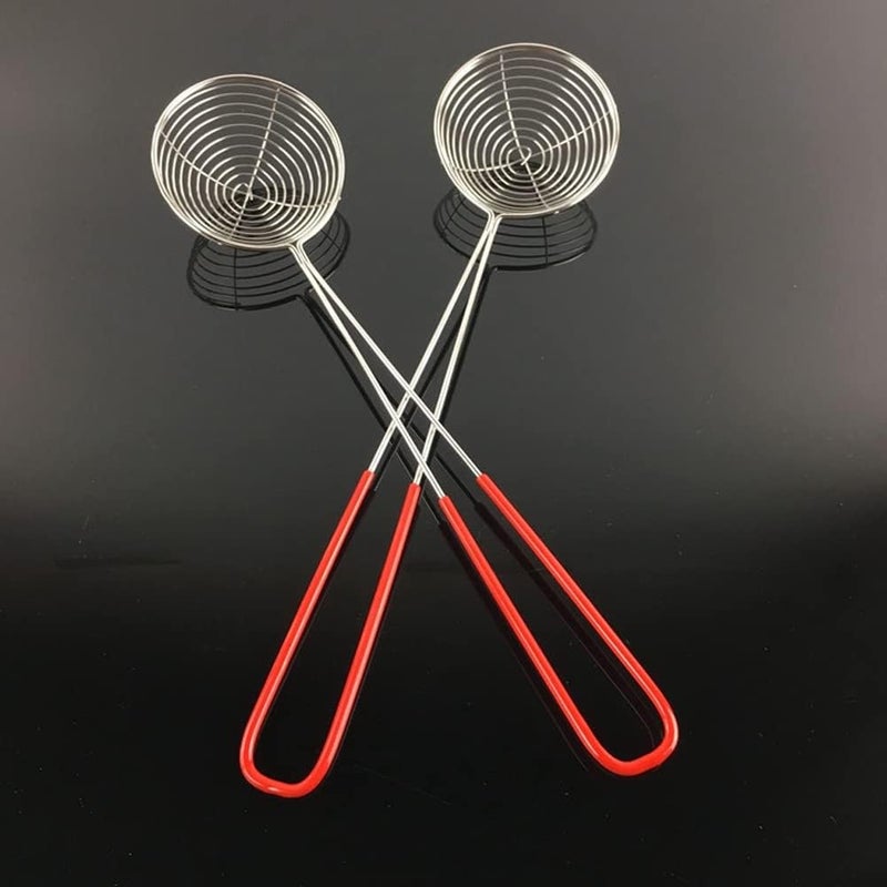 Luzen 2Pcs Stainless Steel Strainer Spoons Boba Spoon Scoop Hot Pot Strainer Spoons Ladle Wire Cooking Skimmers Spoon with Handle for Hot Pot, Meatball, Kitchen Baking Oil Filter, 2 Sizes - Image 5