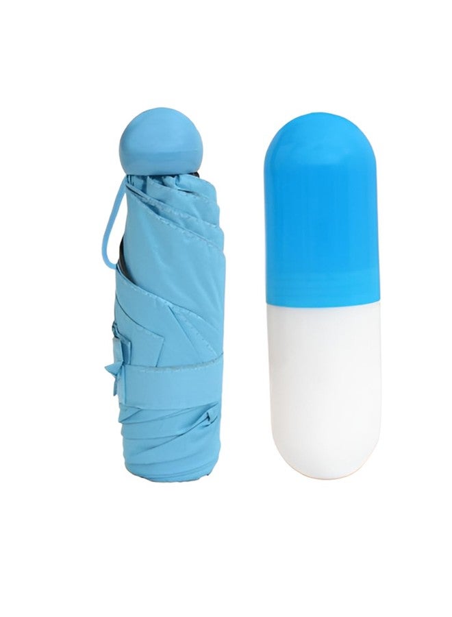 FABINALIV Blue Solid 3 Fold Waterproof Compact Capsule Umbrella (FLUB-1011-Blue) - Image 1