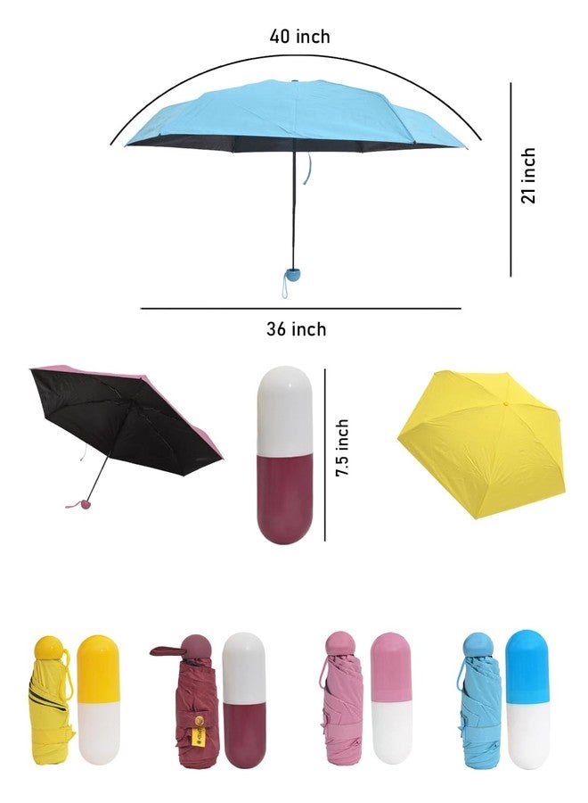 FABINALIV Blue Solid 3 Fold Waterproof Compact Capsule Umbrella (FLUB-1011-Blue) - Image 5
