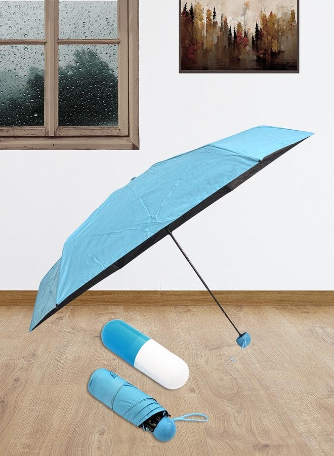 FABINALIV Blue Solid 3 Fold Waterproof Compact Capsule Umbrella (FLUB-1011-Blue) - Image 4