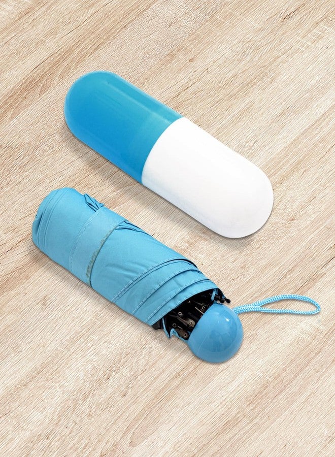 FABINALIV Blue Solid 3 Fold Waterproof Compact Capsule Umbrella (FLUB-1011-Blue) - Image 3