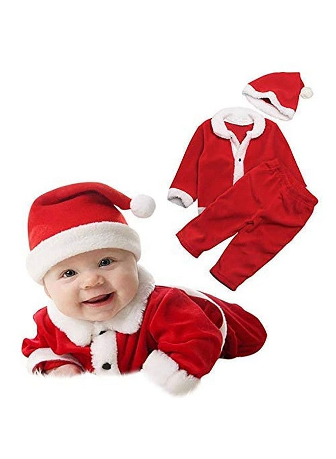 FancyDressWale Polyester Santa Claus Baby Boys Christmas Dress Unisex With Cap And Bag (6 Months - 12 Months),Red - Image 1