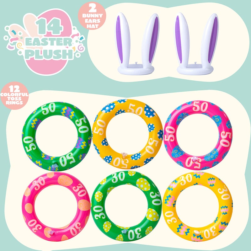 JOYIN Easter Inflatable Bunny Ears Ring Toss Game(2 Set 12 Rings), Inflatable Rabbit Toss Game, Indoor and Outdoor Game for Easter Party Supplies - Image 2