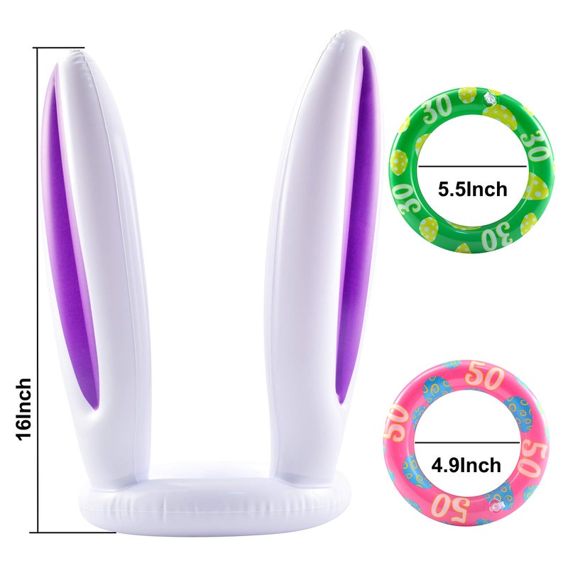 JOYIN Easter Inflatable Bunny Ears Ring Toss Game(2 Set 12 Rings), Inflatable Rabbit Toss Game, Indoor and Outdoor Game for Easter Party Supplies - Image 5