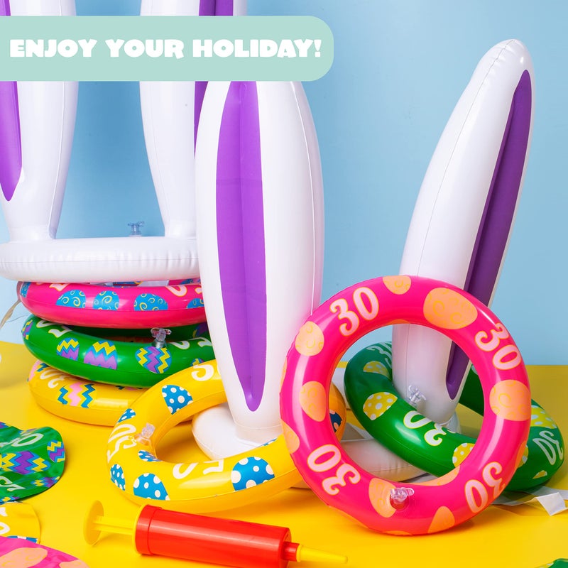 JOYIN Easter Inflatable Bunny Ears Ring Toss Game(2 Set 12 Rings), Inflatable Rabbit Toss Game, Indoor and Outdoor Game for Easter Party Supplies - Image 4