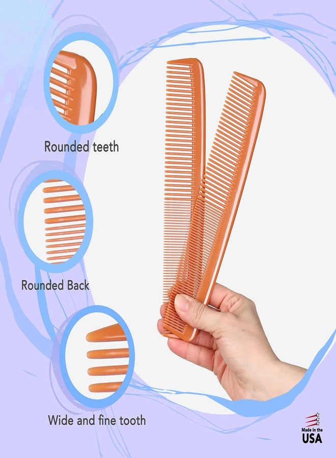 Styling Gear #303 Wide Tooth Comb Hair Detangling Comb Styling For Women, Men, Hair Stylists, Hair Comb, Wide Teeth Combs Fine Tooth Clipper Combs. 2 Piece (Tan) - Image 4