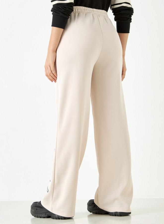 SP Characters Mickey Mouse Print Wide Leg Pants with Pintuck Detail - Image 3