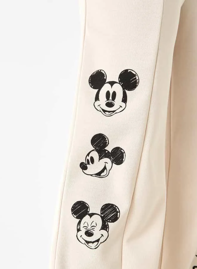 SP Characters Mickey Mouse Print Wide Leg Pants with Pintuck Detail