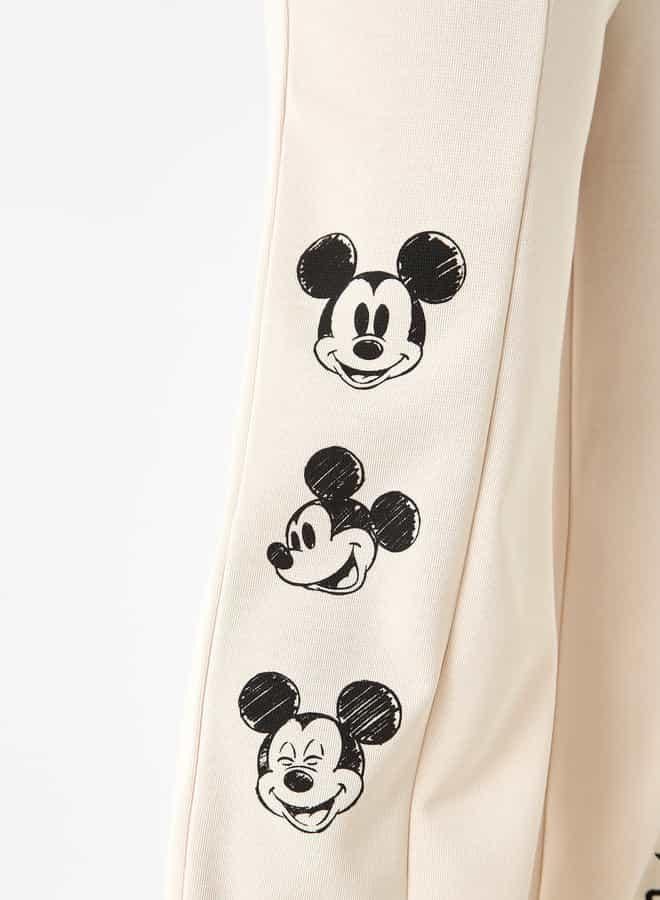 SP Characters Mickey Mouse Print Wide Leg Pants with Pintuck Detail - Image 4