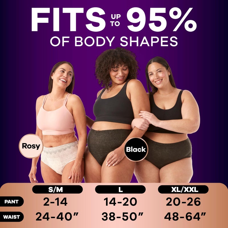 Always Discreet Boutique Incontinence and Postpartum Underwear for Women, Maximum Protection, Small/Medium, Black, 20 Count - Image 3