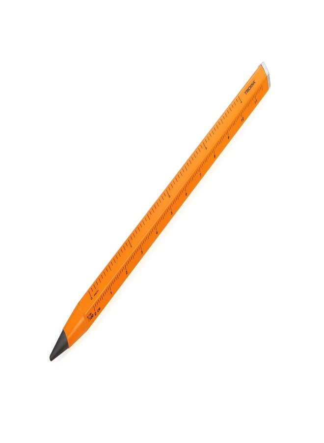 ترويكا قلم رصاص متعدد الاستخدامات من ترويكا كونستركشن إندليس - PEN20/NO - مزود برأس كتابة مستدام لا ينقطع - غير قابل للكسر، لا يحتاج إلى بري - مسطرة سنتيمتر/بوصة - رأس كتابة قابل للاستبدال - برتقالي نيون - Image 1