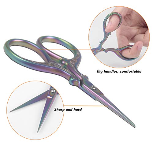 Hisuper Cute 3.6inch Embroidery Scissors Crafting Sewing Threading Needlework Scissors with Leather Scissor Cover for Sewing Handicrafts Tool Craft Art Work and Everyday Use - Image 3