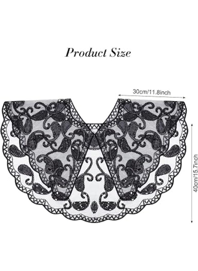 SUNSAR Women's Shawl Wraps Sequin Beaded Bridal Shawls Flapper Evening Cape(Black) - Image 2