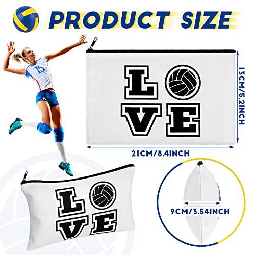 Saintrygo 12 Pieces Volleyball Pouch Makeup Bag with Words Volleyball Travel Storage Bags Portable Storage Case Organizer Toiletry Accessories with Zippers for Players Teams WomenWhiteLove - Image 3