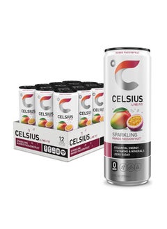 Celsius Sparkling Mango Passionfruit, Functional Essential Energy Drink 12 Fl Oz (Pack of 12)  - Image 1