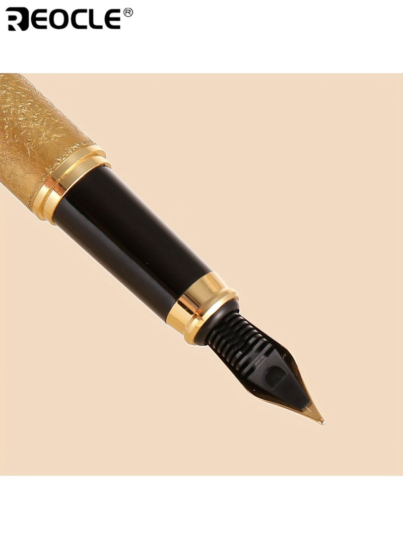 ريوكل قلم حبر ذهبي اللون ماتي مريح مكتوب بخط ٠.٥ ملم رأس إيريديوم للكتابة السلسة والخط المثالي للمكتب الكتابة اليومية أو الاستخدام الرسمي - Image 5