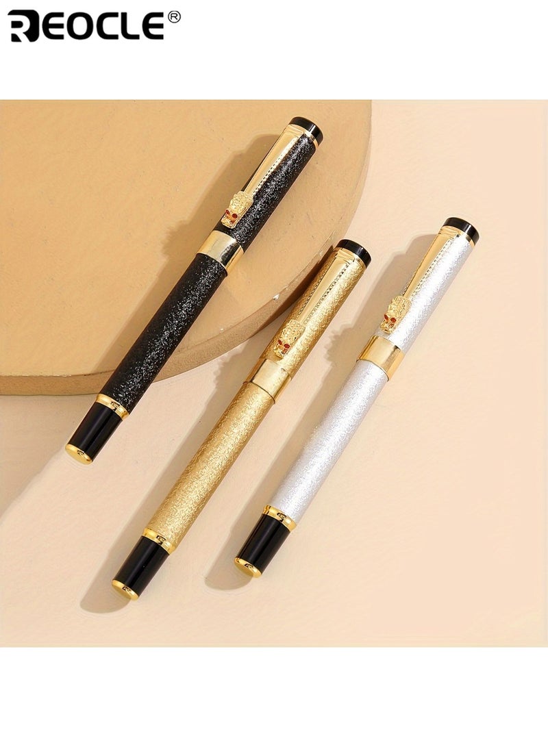 ريوكل قلم حبر ذهبي اللون ماتي مريح مكتوب بخط ٠.٥ ملم رأس إيريديوم للكتابة السلسة والخط المثالي للمكتب الكتابة اليومية أو الاستخدام الرسمي - Image 3