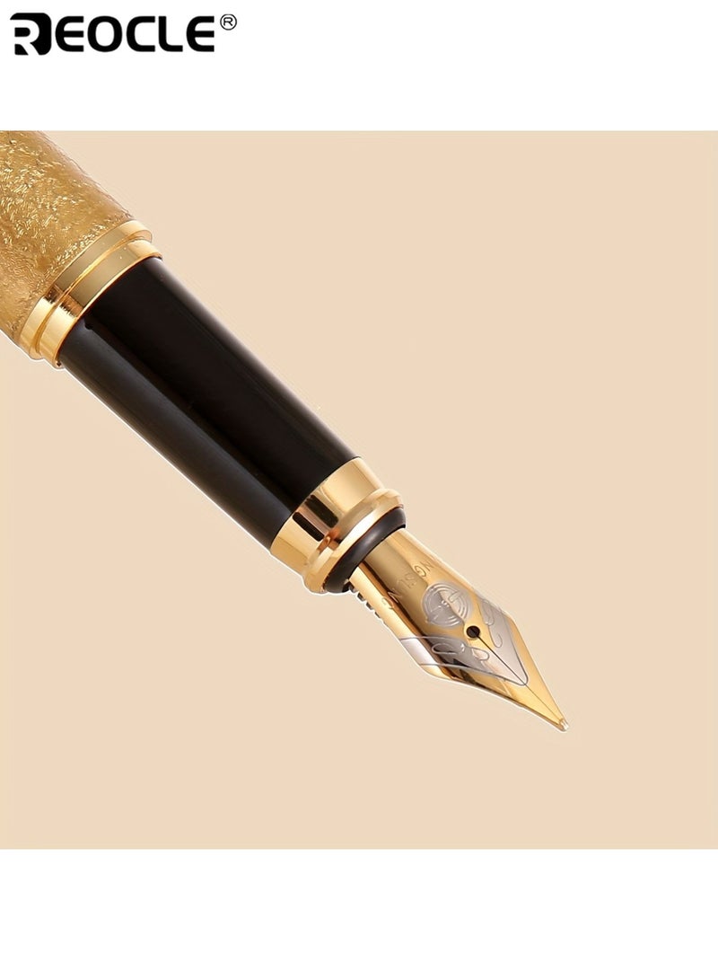 ريوكل قلم حبر ذهبي اللون ماتي مريح مكتوب بخط ٠.٥ ملم رأس إيريديوم للكتابة السلسة والخط المثالي للمكتب الكتابة اليومية أو الاستخدام الرسمي - Image 4
