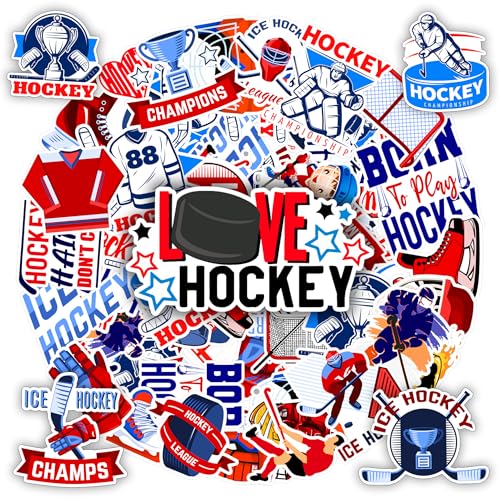 BETANAS Sticker 50 PCS with 5 Sheets Vinyl Decal Hockey Label Bike Team PC Car Luggage Sport Guitar Waterproof Phone Removable Laptop Motorcycle Skateboard Bottle Funny Gift - Image 1
