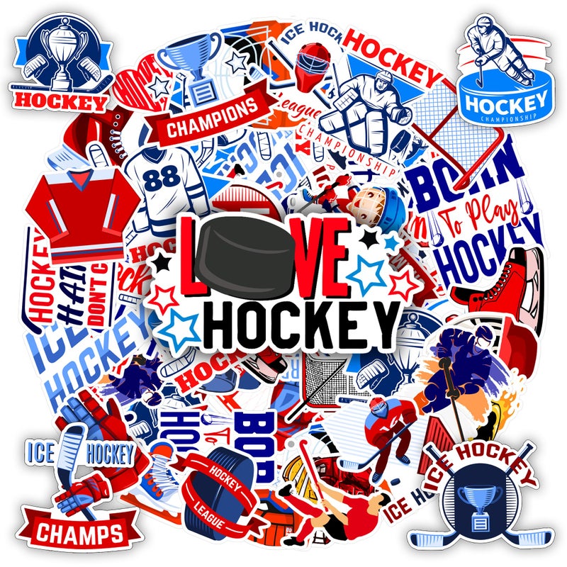 BETANAS Sticker 50 PCS with 5 Sheets Vinyl Decal Hockey Label Bike Team PC Car Luggage Sport Guitar Waterproof Phone Removable Laptop Motorcycle Skateboard Bottle Funny Gift - Image 3
