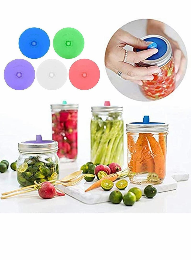 Excefore Silicone Fermenting Lids, Waterless Airlock Fermentation Jar Lids, Premium Wide Mouth Jar Fermenter Cap, Suitable for Pickles, and Fermented Probiotic Food (5 Pcs)  - Image 2