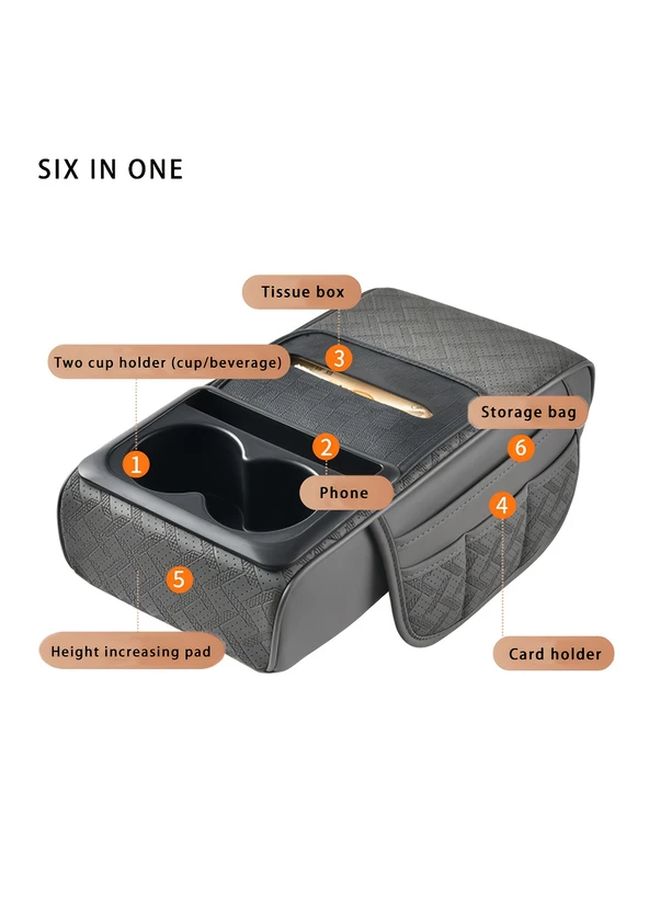 Six In One Car Center Console Organizer Cup Holder Storage Box Lafite Red - Image 5