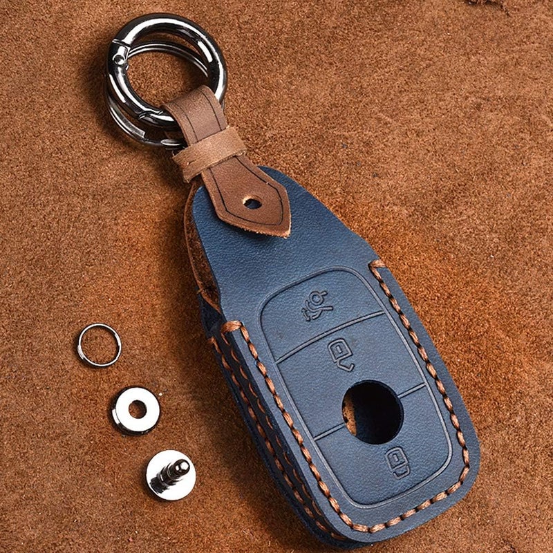 ontto Leather Key Cover for Mercedes C Class S E E200 E300 E200L E300L E320L AMG CLA GLA CLK GLC - Brown - Image 5