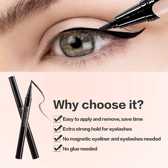 Vitalogy - Magnetic Eyelashes for Women - 3 Pairs REUSABLE Eyelashes with Tweezer Lash Applicator and Black Eyeliner - Best 3D Look, Reusable Fake Eye Lash, No Glue - Image 5