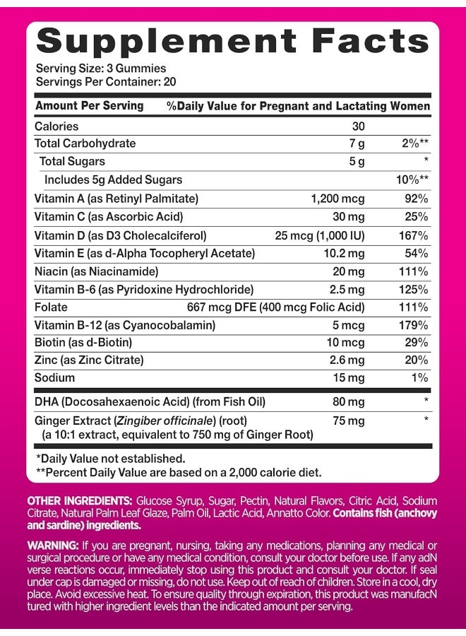 PINK Prenatal Vitamins | 60 Gummies with DHA and Folic Acid | Non-GMO & Gluten Free Multivitamin | Fruit Flavor - Image 2