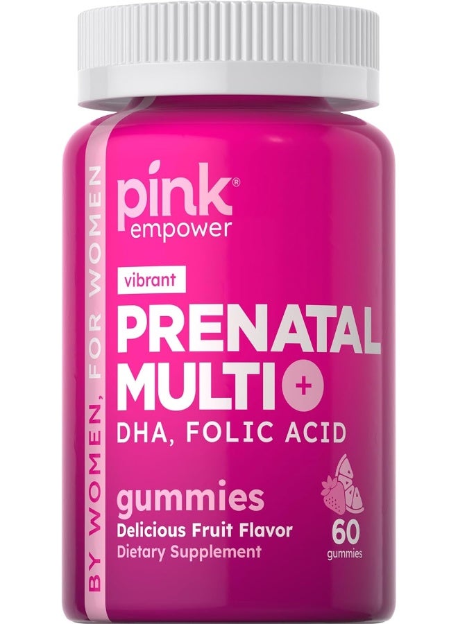 PINK Prenatal Vitamins | 60 Gummies with DHA and Folic Acid | Non-GMO & Gluten Free Multivitamin | Fruit Flavor - Image 1