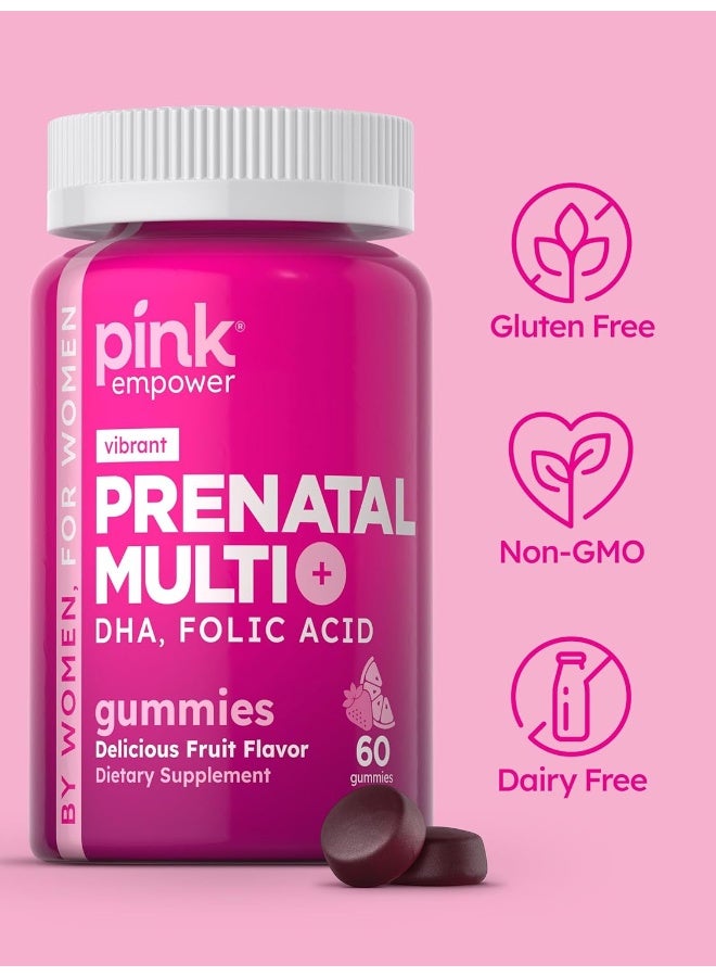 PINK Prenatal Vitamins | 60 Gummies with DHA and Folic Acid | Non-GMO & Gluten Free Multivitamin | Fruit Flavor - Image 4