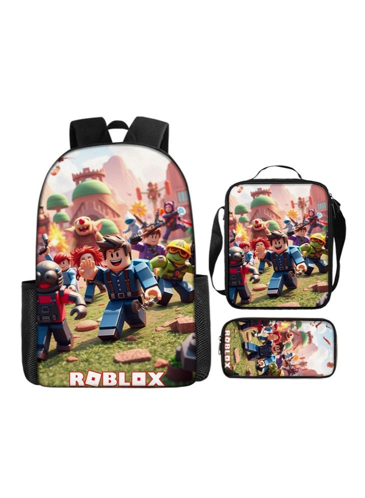 روبلوكس على ظهره مقلمة حقيبة ثلاثة قطعة دعوى الرجال والنساء الترفيه الرياضة حقيبة السفر طالب حقيبة المدرسة - Image 1