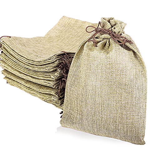 LYSXP 50PCS Burlap Bags with Drawstring7x9 Inch Cream color Drawstring Gift Bag Jewelry Pouches for Wedding Party Favors DIY Craft