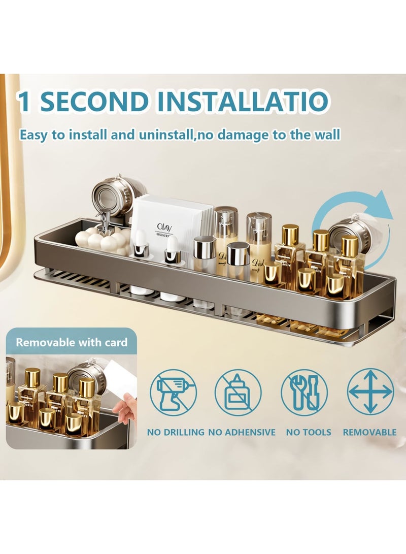 SYOSI Shower Caddy Suction Cup 2 Pack,Wall-Mounted Shower Shelves,Bathroom Organizers and Storage, No Drilling Removable Black Bathroom Shelf for Home Decor and Storage (Medium) - Image 3