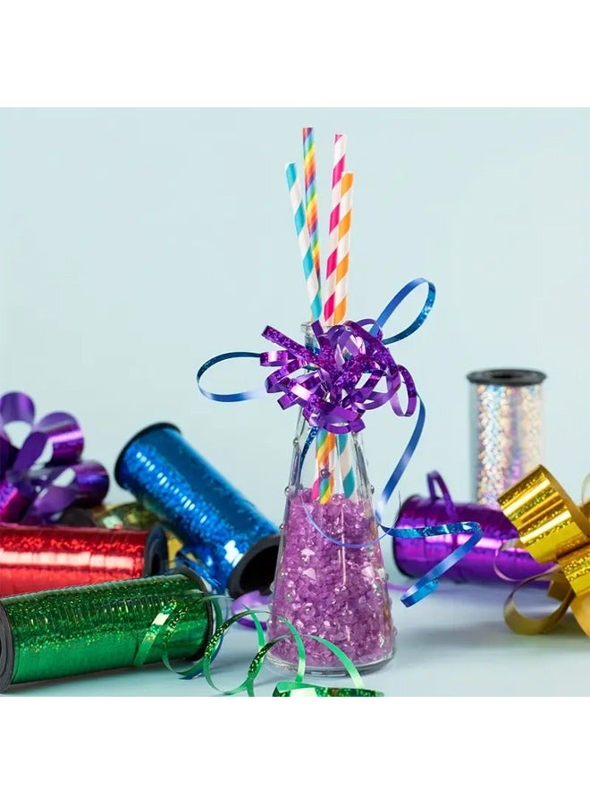 3 Roll, 273 Meter Curling Ribbon, Crimped Curling Ribbon Metallic Balloon Ribbon Gift Wrap Ribbon Balloon String Shiny Wrapping Ribbon For Crafts, Birthday, Wedding, Party Decoration, Ribbons For Bouquets, Flower Wrapping Paper, Craft Supplies, Fabric, Handmade Wedding Bouquets Material(Multicolor)