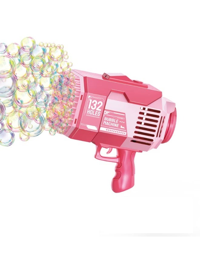 Bazooka 132 Hole Bubble Machineï¼ŒBazooka Bubble Gun with Colorful Lights,Bubble Solution,Bubble Bazooka Gatling Gun Toys for Kids Adults Summer Outdoors Party Activity, Easter, Birthday Gift (Pink) - Image 5