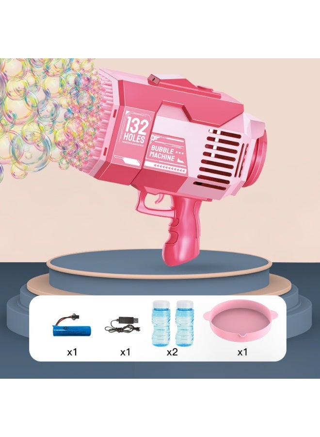 Bazooka 132 Hole Bubble Machineï¼ŒBazooka Bubble Gun with Colorful Lights,Bubble Solution,Bubble Bazooka Gatling Gun Toys for Kids Adults Summer Outdoors Party Activity, Easter, Birthday Gift (Pink) - Image 2