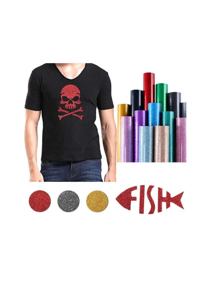 Kalon KALON® Read Glitter Heat Transfer Vinyl Roll 12'' x 10ft 3 Meter for T-Shirts, Bags,fabric.Craft Hats & Shoes – Premium HTV for Iron-On or Heat Press HTV roll for t-shirt printing  3 Meter - Image 3