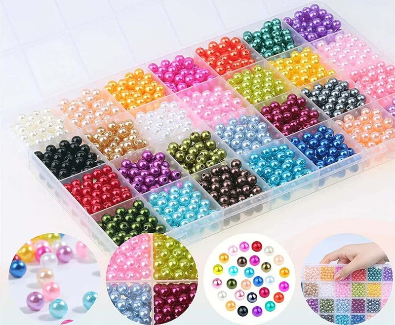 DIY Crafts 100 Pcs, Mixed Sizes, Pearl Beads, Multicolor Pearl Beads Loose Pearls with Holes for Jewelry Making, Small Pearl Filler Beads for Crafting Bracelet Necklace Ear (100 Pcs, Mixed Sizes) - Image 5