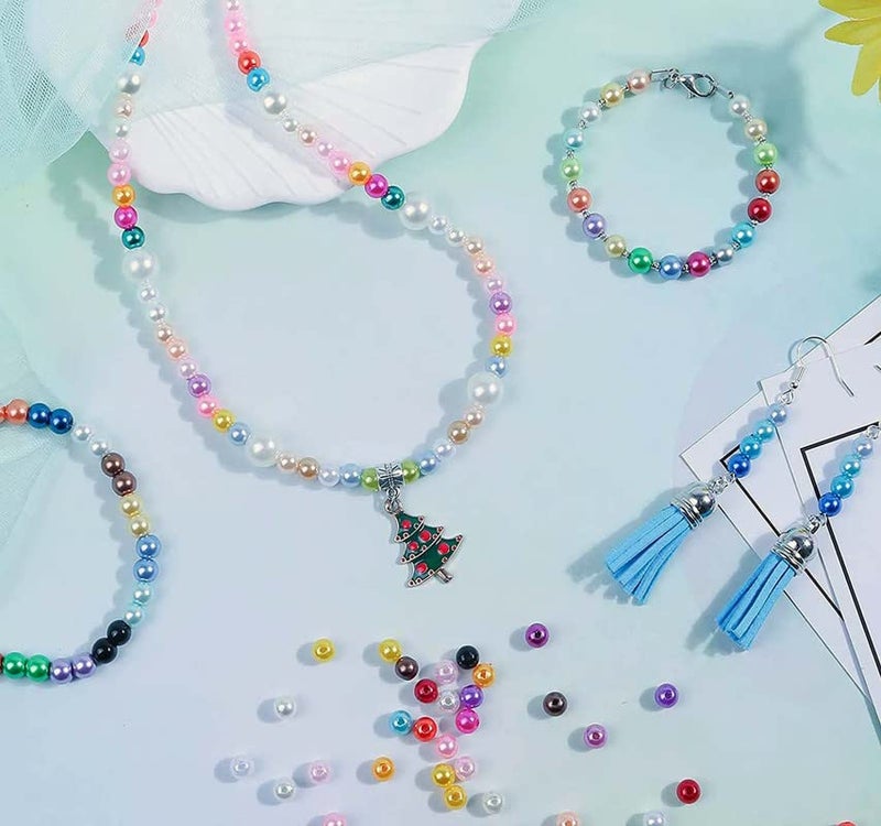 DIY Crafts 100 Pcs, Mixed Sizes, Pearl Beads, Multicolor Pearl Beads Loose Pearls with Holes for Jewelry Making, Small Pearl Filler Beads for Crafting Bracelet Necklace Ear (100 Pcs, Mixed Sizes) - Image 4