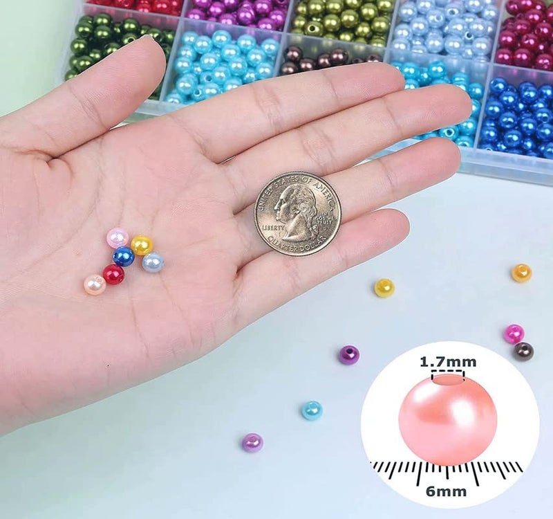 DIY Crafts 100 Pcs, Mixed Sizes, Pearl Beads, Multicolor Pearl Beads Loose Pearls with Holes for Jewelry Making, Small Pearl Filler Beads for Crafting Bracelet Necklace Ear (100 Pcs, Mixed Sizes) - Image 2