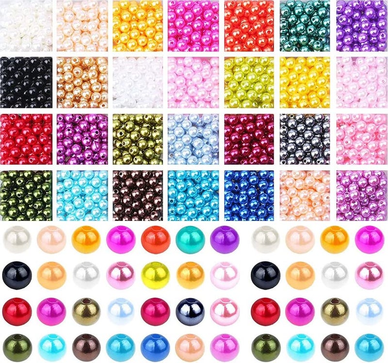 DIY Crafts 100 Pcs, Mixed Sizes, Pearl Beads, Multicolor Pearl Beads Loose Pearls with Holes for Jewelry Making, Small Pearl Filler Beads for Crafting Bracelet Necklace Ear (100 Pcs, Mixed Sizes) - Image 1