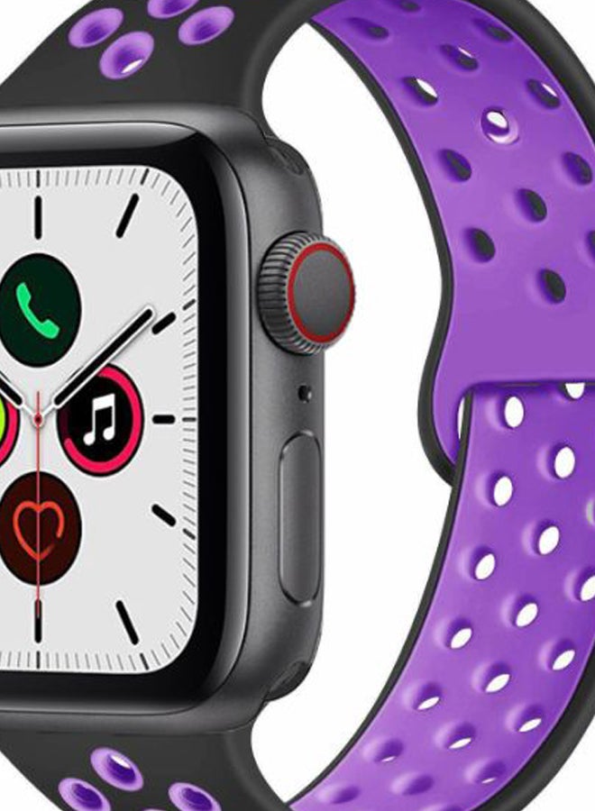 Dot Pattern Replacement Band For Apple iWatch Series 5/4/3/2/1 38-40mm Hyper Grape/Black - Image 2