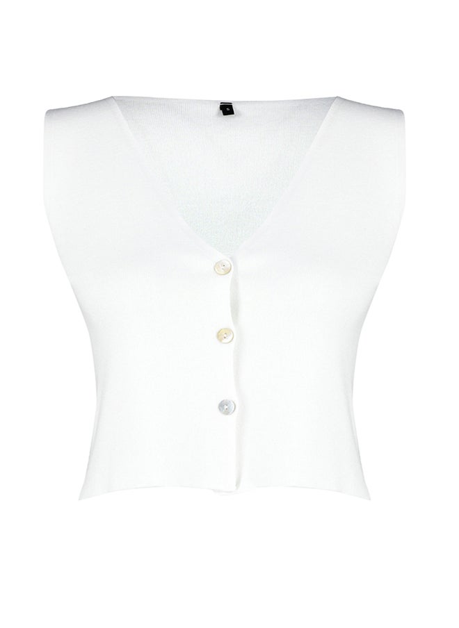 Basic Vest Look Premium Yarn/Special Yarn Knitwear Blouse