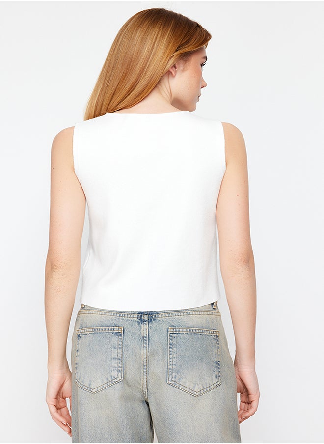 Basic Vest Look Premium Yarn/Special Yarn Knitwear Blouse